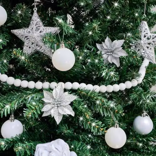 Melody Maison White Wooden Round Ball Christmas Garland, 1.5 m – 4
