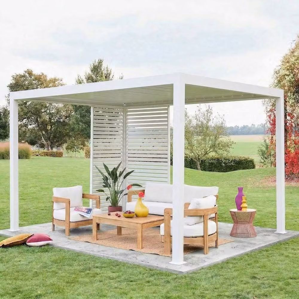 sweeek Triomphe Aluminium Louvered Pergola in White, W: 400 cm, D: 300 cm, H: 250 cm – 1