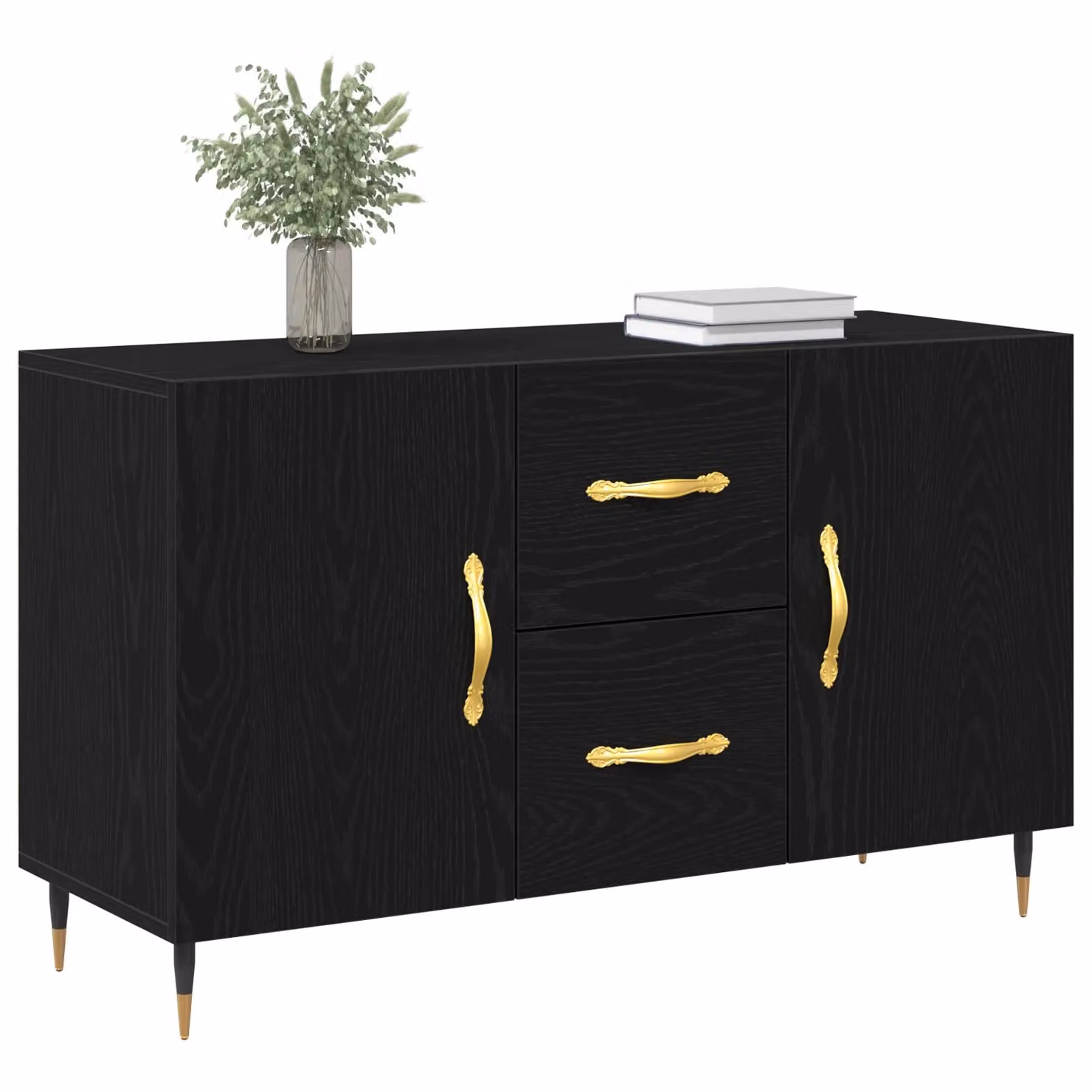 Berkfield Home Modern Black Oak Sideboard in Matt MDF, W/D/H: 100 x 36 x 60 cm – 3