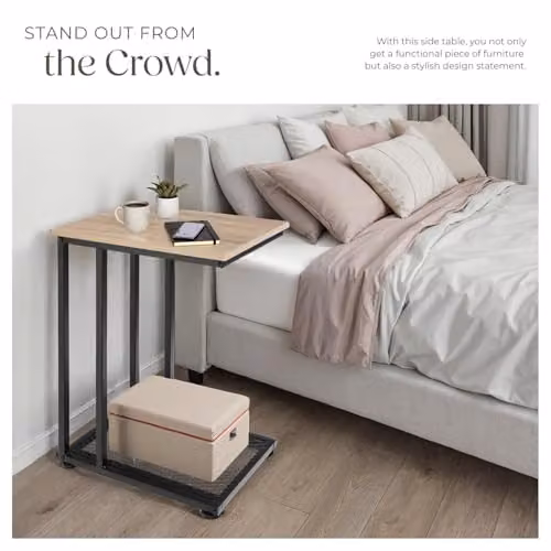 tectake Eton Bedside Table in Industrial Style, Oak, W/D/H: 48 x 35 x 66 cm – 5