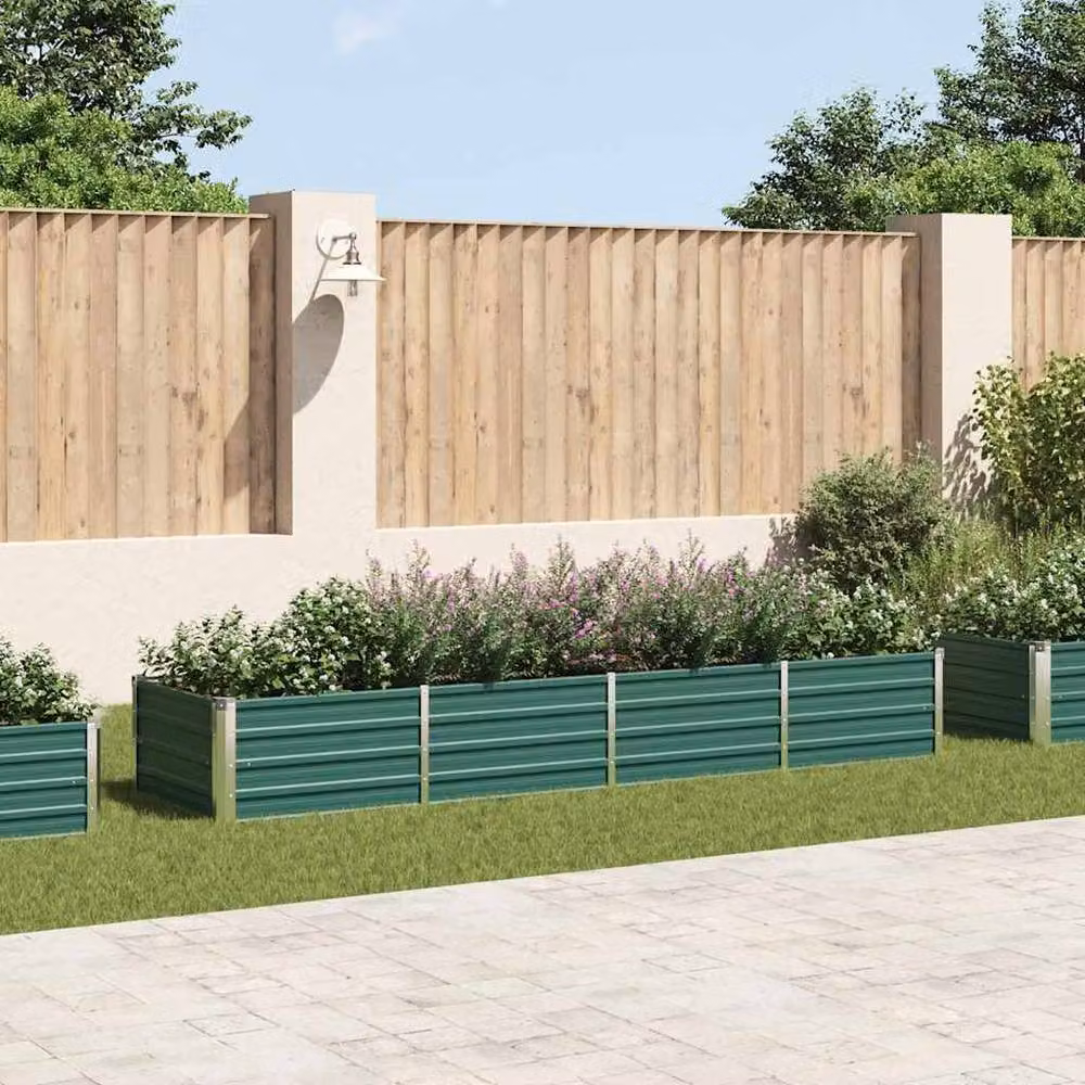 Berkfield Home Garden Galvanised Steel Raised Bed in Green, W/D/H: 320 x 80 x 45 cm – 2