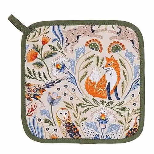 Ulster Weavers Blackthorn Animal Print Cotton Pot Mat, Beige and Multicolour, W/D: 21 x 21 cm