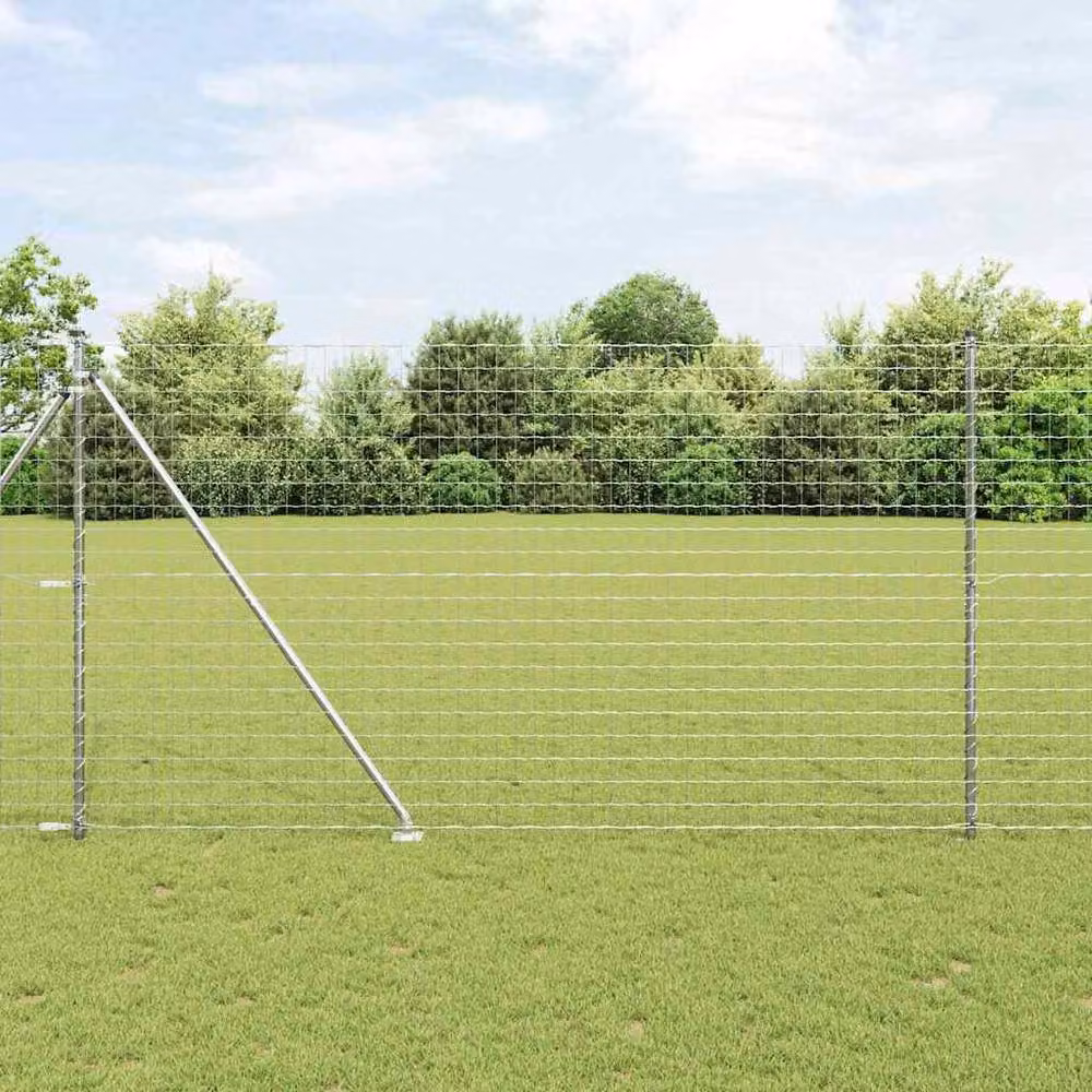 Berkfield Home Euro Fence in Silver Galvanised Steel with 7 Spike Posts, 1.6 x 10 m – 2