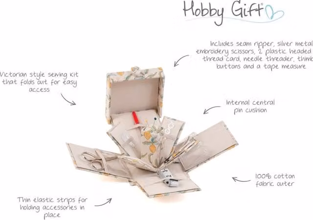 Hobby Gift Victorian Style Square Filled Sewing Kit in Multicolour