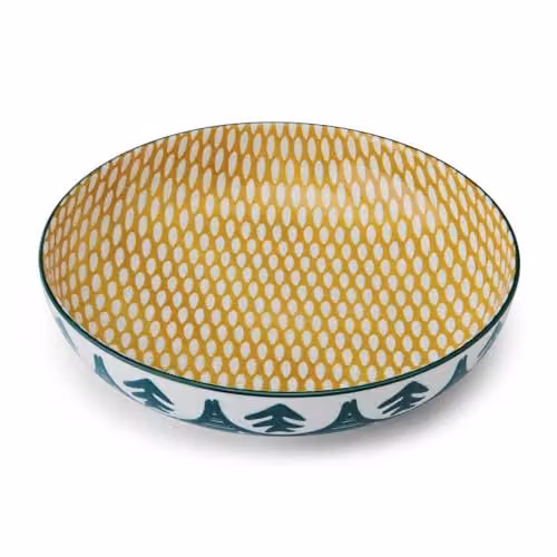 Mikasa Green Leaf Floral Stoneware Pasta Bowl, Multicolour, 21 cm