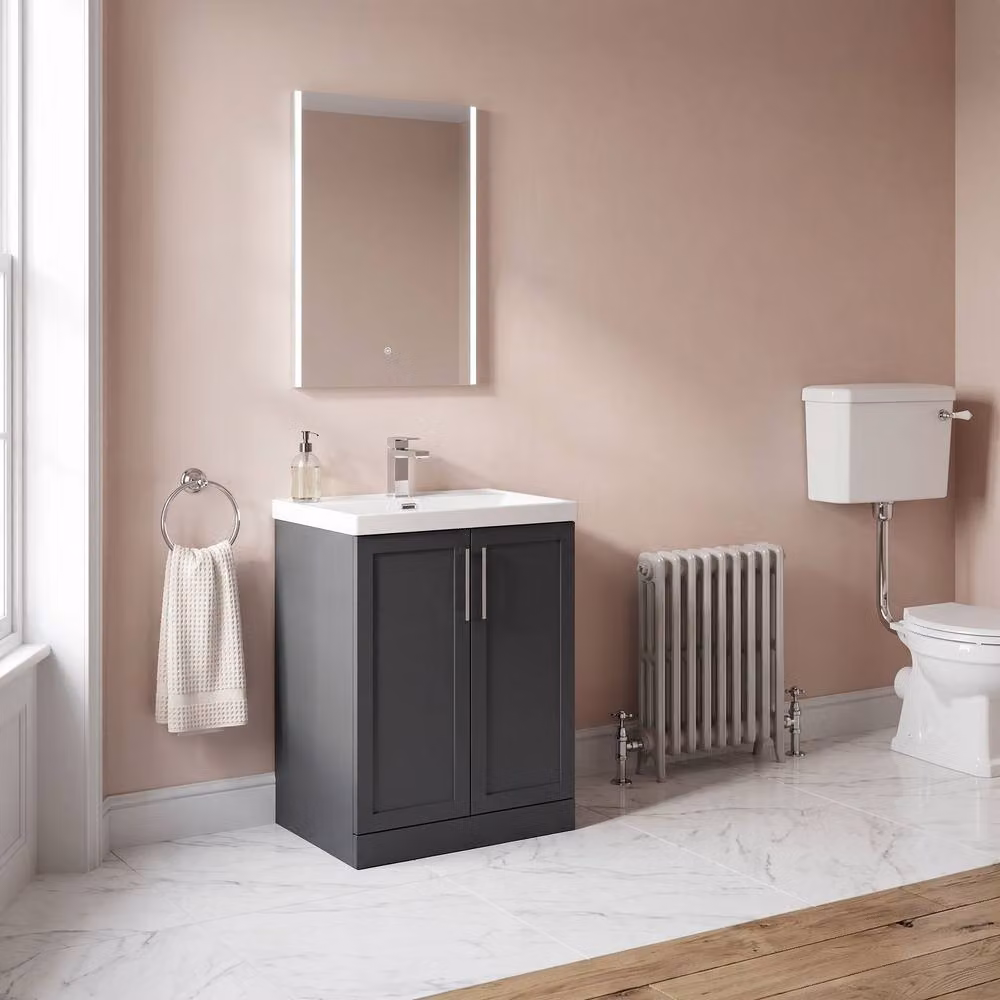 Balterley Stonnall 2 Door Vanity and Thin Edge Basin, Dark Grey, Width: 80 cm – 2
