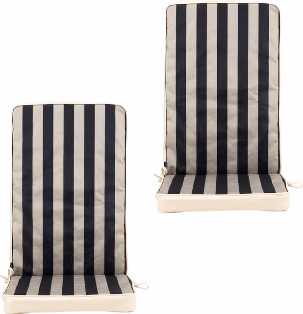 icon Reversible High Back Outdoor Seat Pad Set of 2 in Black and Multicolour Maritime Design