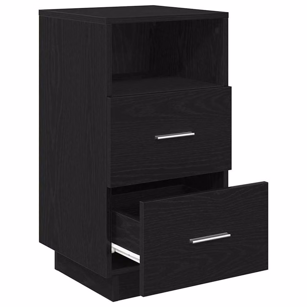 Berkfield Home Set of 2 Durable Black Bedside Cabinets with 2 Drawers, W/D/H: 36 x 36 x 68 cm – 3