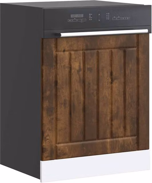 Berkfield Home Lucca Dishwasher Panel in Smoked Oak Brown Engineered Wood W/H: 67.0 x 60.0 cm