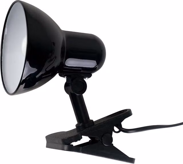 ValueLights Adjustable Black Metal Clip On Spotlight for Task and Reading with E27 Fitting