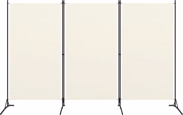 Berkfield Home 3-Panel Room Divider in Beige and White, W: 260 cm, H: 180 cm