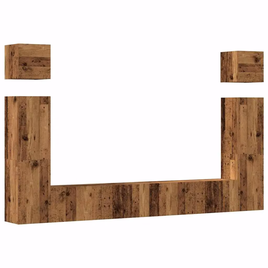 Berkfield Home 6 Piece Wall-mounted TV Cabinet Set in Brown Old Wood Finish – 2