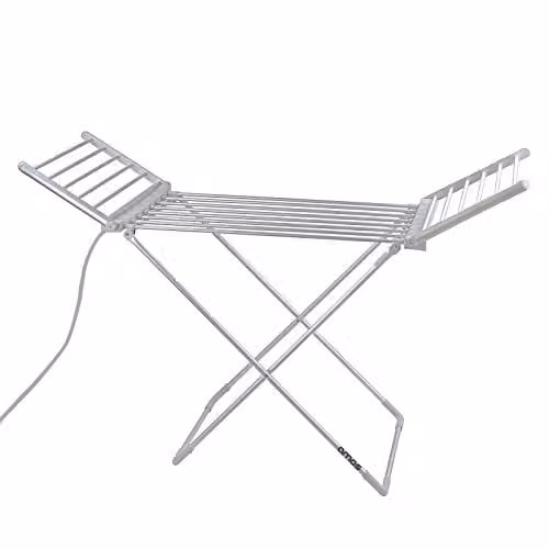 AMOS 230 Electric Heated Clothes Dryer Rack in Silver, Folding Energy-Efficient Indoor Laundry Airer