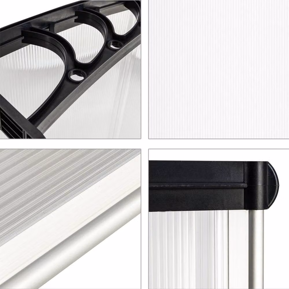 EONLION Black Wall-Mounted Door Canopy Awning Rain Shelter W: 120 cm, D: 80 cm – 3
