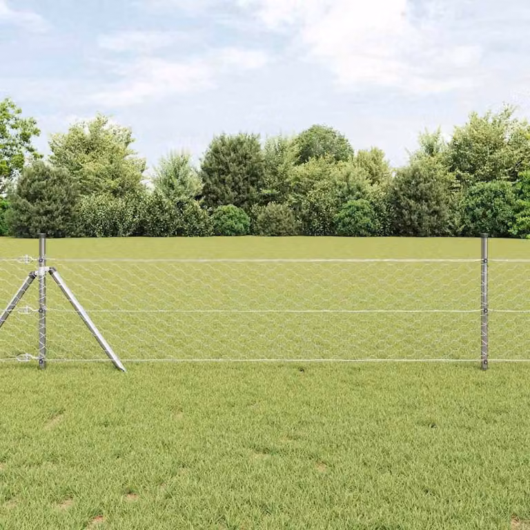Berkfield Home Hexagon Fence in Silver Galvanised Steel, H: 80 cm x L: 50 m