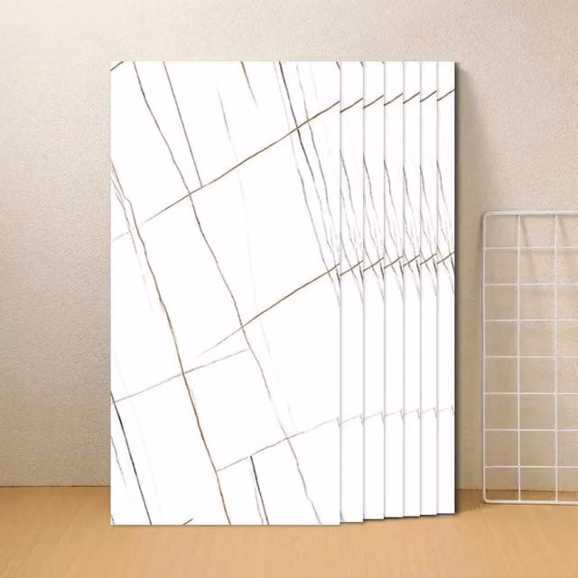 NESTLUNE 10-Pack Grey and White Marble Look Matt Bathroom and Kitchen Wall Panels
