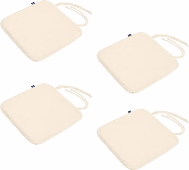 Gardenista Reversible Velvet Square Dining Chair Seat Pads with Ties in Beige, Pack of 4