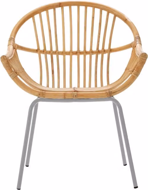 Interiors by Premier Hygge Rattan and Metal Chair in Grey
