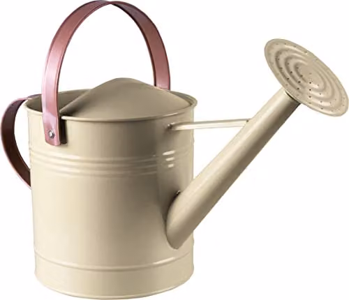 St Helens Home & Garden Metal Watering Can with Rose Sprinkler, 4.5 Litre, Beige