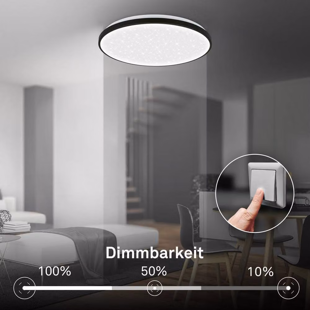 Briloner Black LED Ceiling Light with Star Effect and 3-Step Dimming – 3