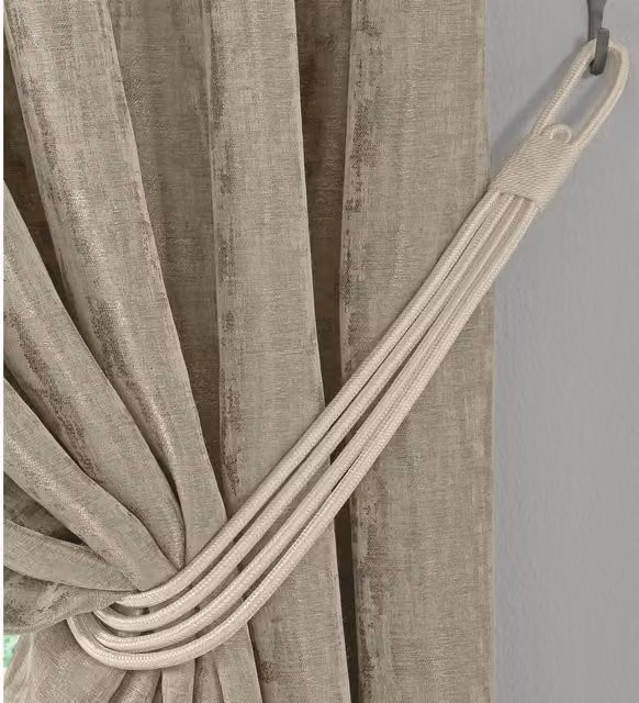 Charlotte Four Strand Rope Curtain Tie Backs Pair - Beige and Yellow