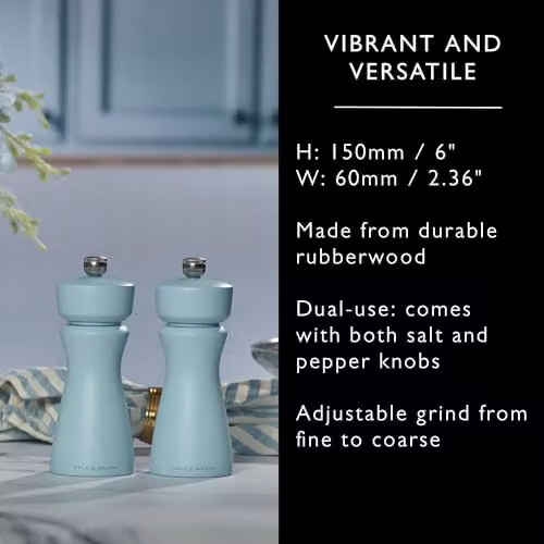 Cole & Mason Kenton Blue Salt and Pepper Mill with Adjustable Ceramic Grind, Height: 15 cm – 3