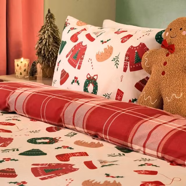 OHS Christmas Gaming Microfibre Duvet Cover and Pillowcase Set, Multicolour, W: 180 cm, D: 200 cm