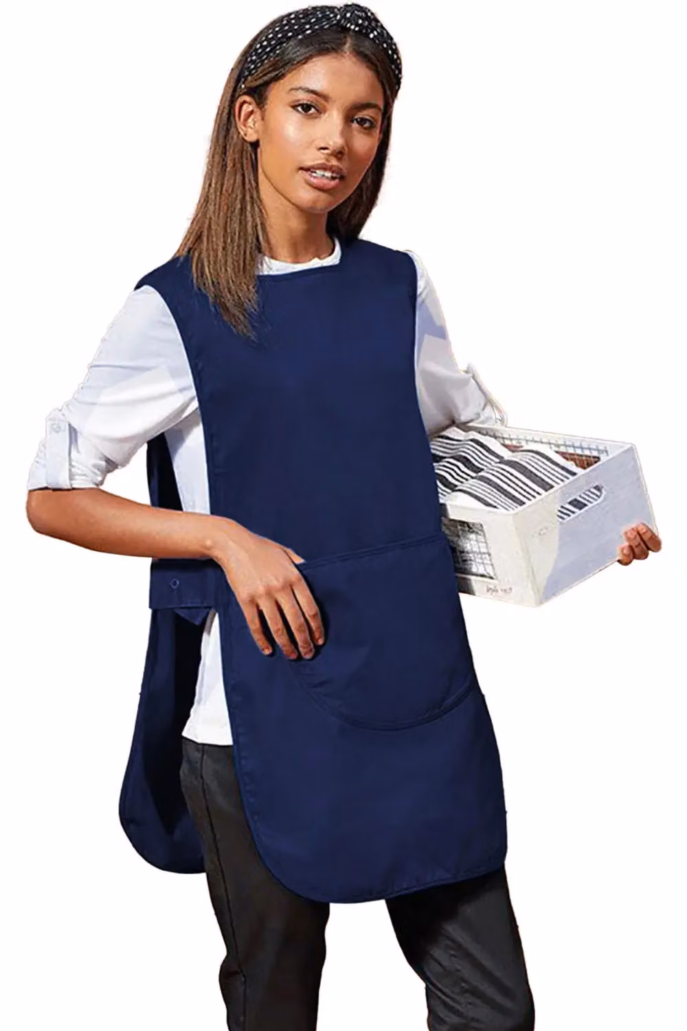 Premier Women's Long Length Pocket Tabard Workwear Pack of 2 in Blue, Size: Medium – 2