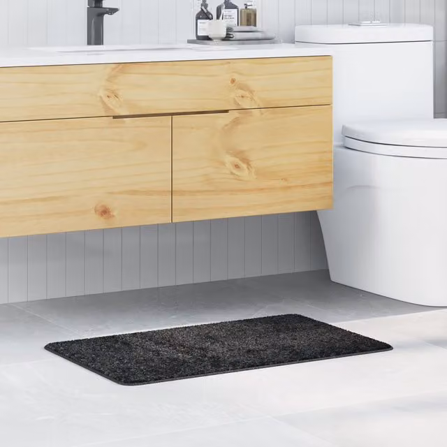 Berkfield Home Rectangular Non-Slip Bath Mat in Grey, W: 80 cm, D: 50 cm – 1