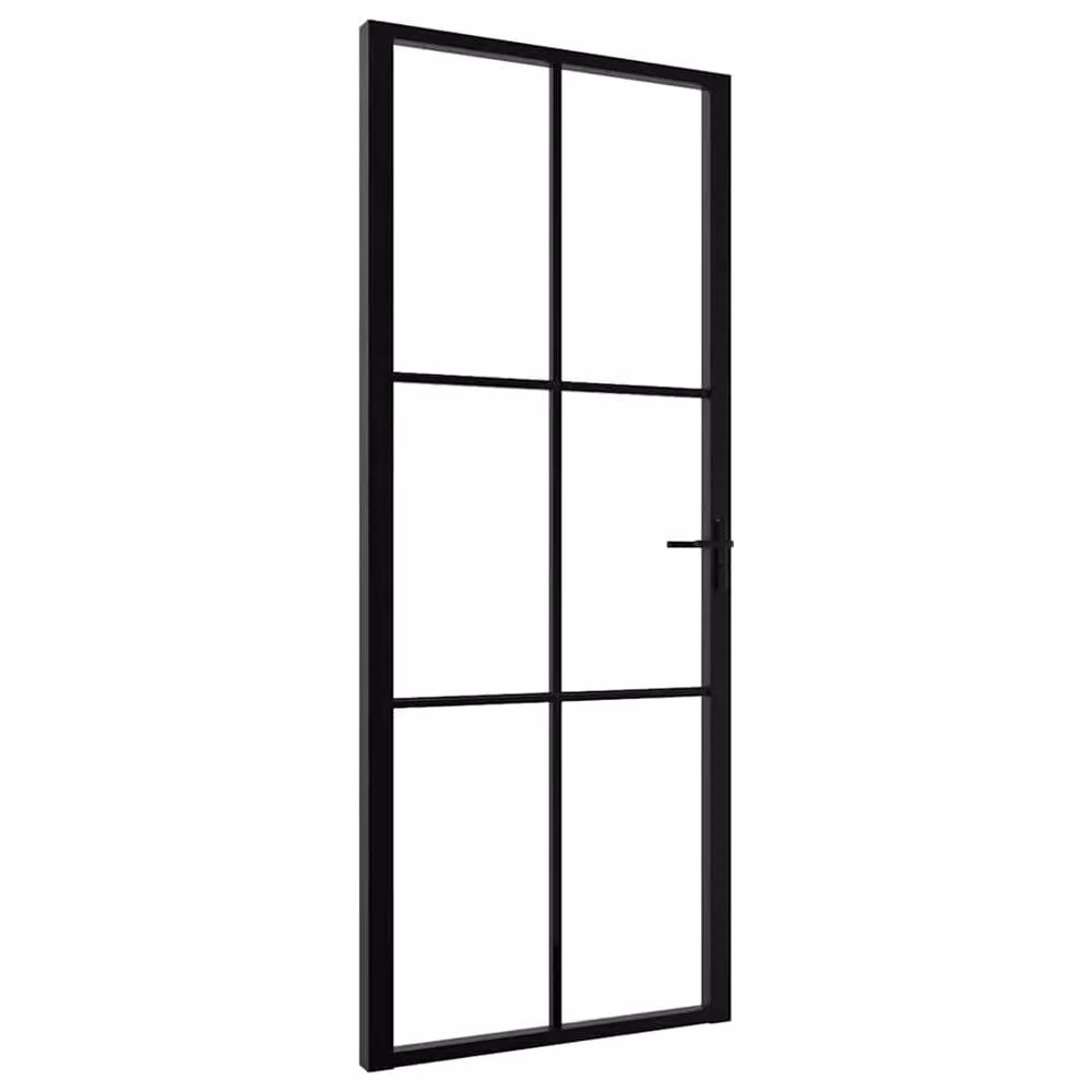 Berkfield Home Industrial ESG Glass and Aluminium Interior Door, Black, W: 83 cm, H: 201.5 cm – 3