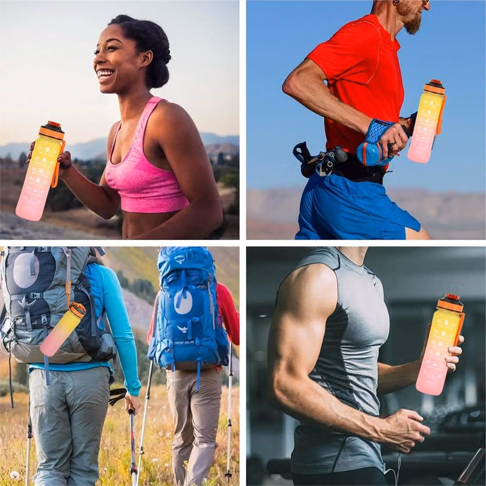 NESTLUNE BPA Free Sports Water Bottle with Straw, Pink and Yellow, 1 l – 2