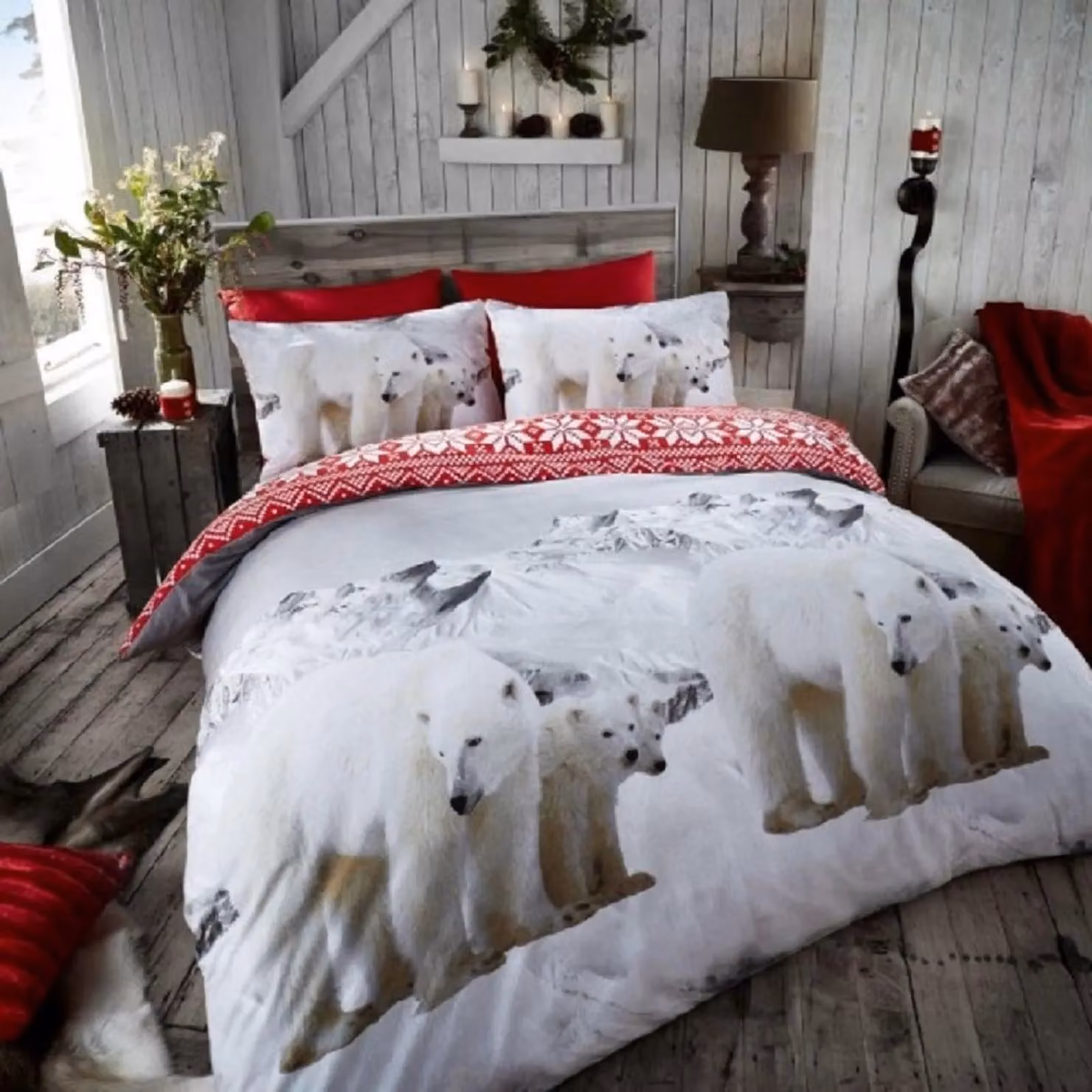 Smart Living White Printed Flannel Cotton Duvet Cover and Pillowcases Set, W/D/H: 200 x 200 cm and 50 x 75 cm – 2