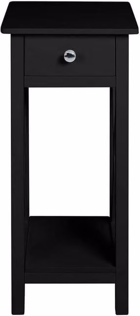 KORVIXA Modern Square Bedside Cabinet with Drawer in Black W/D/H: 100 x 100 x 100 cm