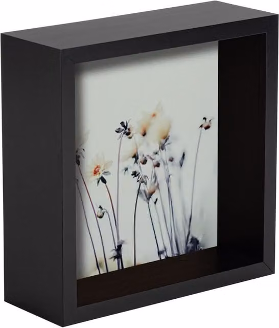 Nicola Spring Black Square 3D Deep Box Single Photo Frame, W/D/H: 15.24 x 15.24 x 15.24 cm
