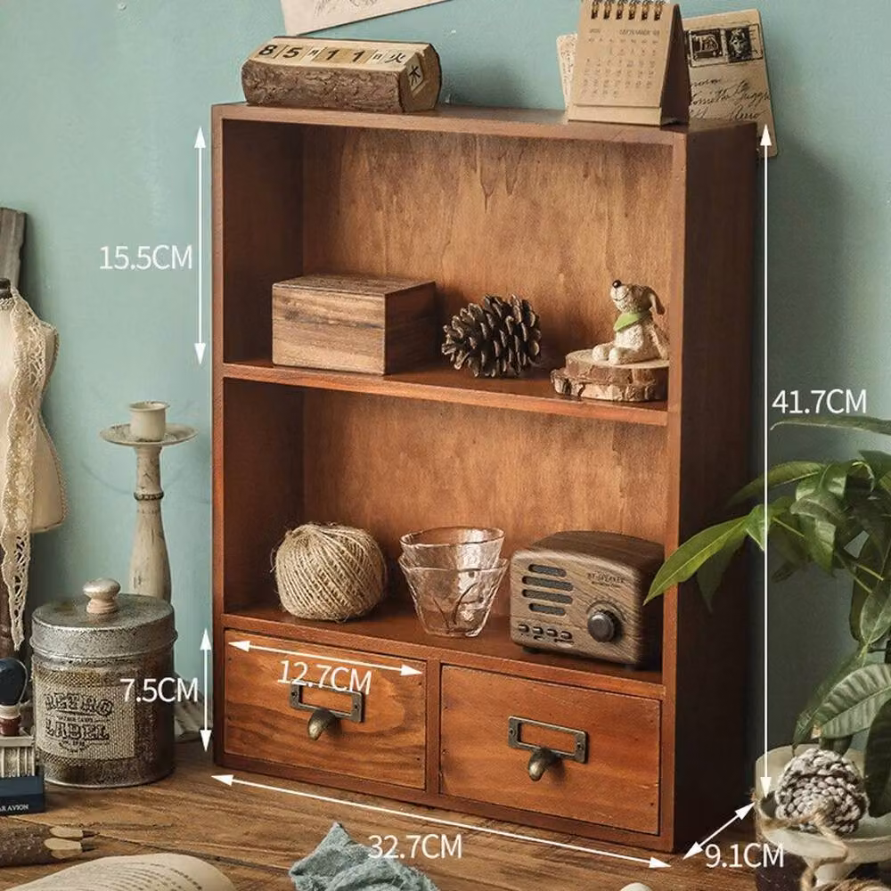 FORGEVIO Vintage Wooden Wall Mounted Cupboard in Brown with Hinged Doors and Internal Shelves – 4