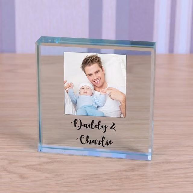Uniqueful Personalised Daddy and Glass Token Family Gift for Dad in Transparent and Beige