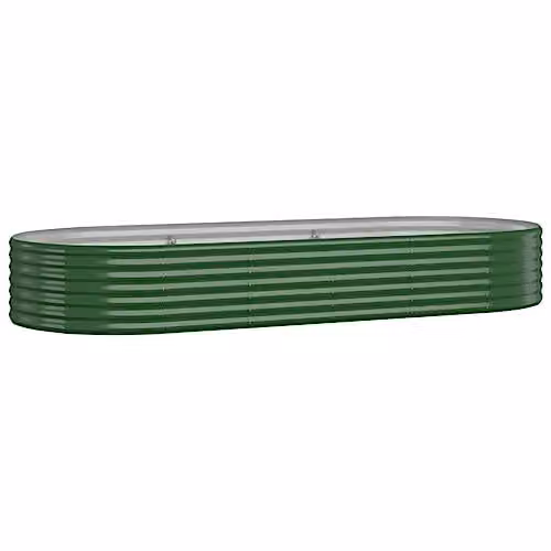 vidaXL Green Galvanised Steel Garden Raised Bed W: 249 cm, D: 100 cm, H: 36 cm – 1