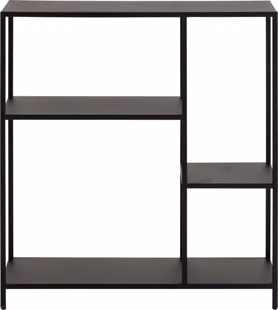 Furniture To Go Newcastle Asymmetrical 3-Shelf Metal Bookcase in Matt Black