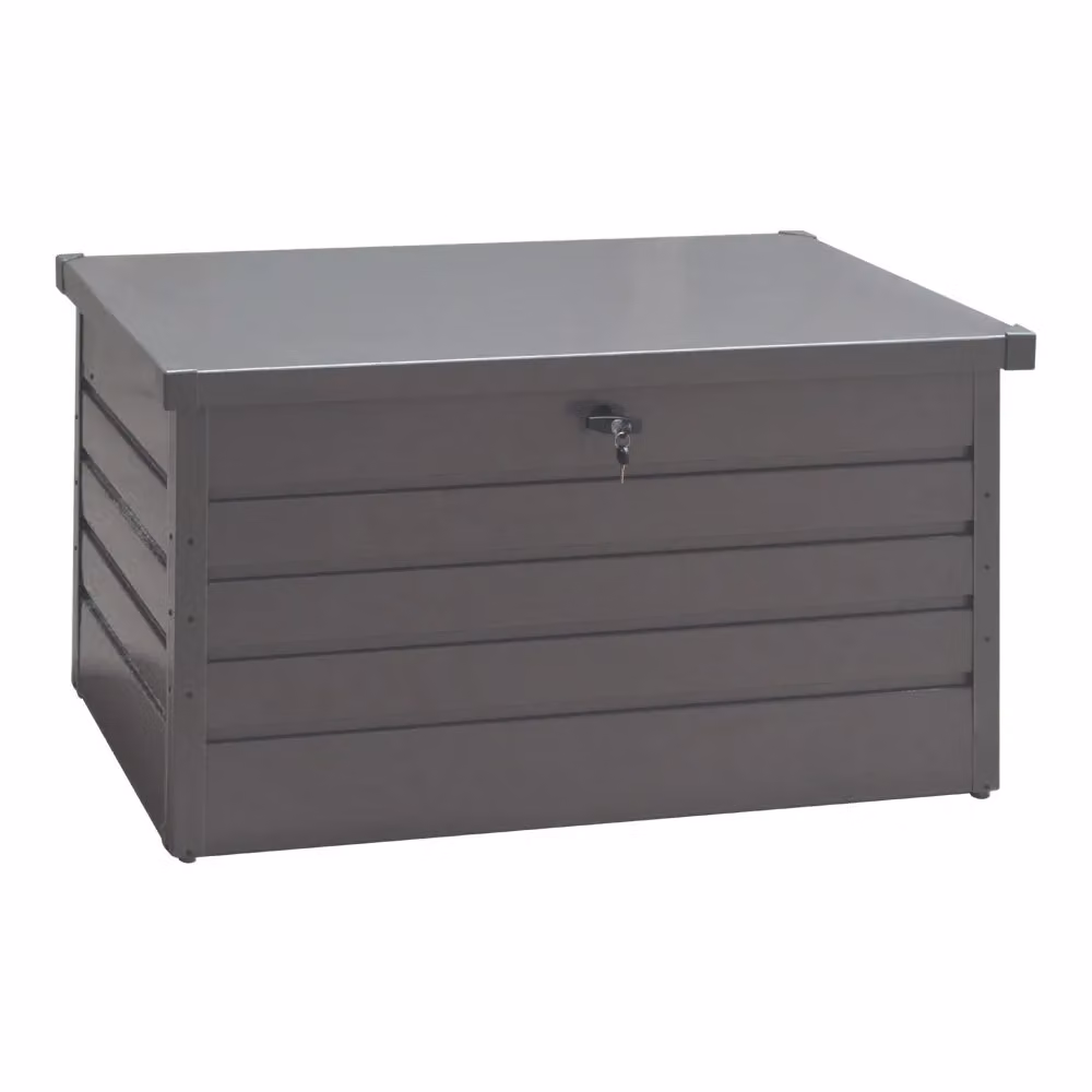 H&O Direct 350L Metal Lockable Outdoor Garden Storage Box in Grey – 3