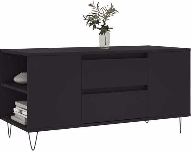 Berkfield Home Modern Black Rectangular Coffee Table, W/D/H: 102 x 44.5 x 50 cm – 1