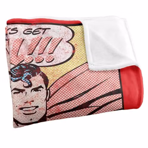 Warner Bros. Superman Vintage Bad Guys Get Coal Super Soft Fleece Throw Blanket, Multicolour, W: 152 cm, D: 127 cm – 2