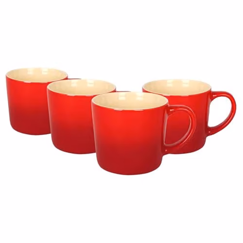 Argon Tableware Red Ombre New Bone China Coffee Mugs, Set of 4, 330ml