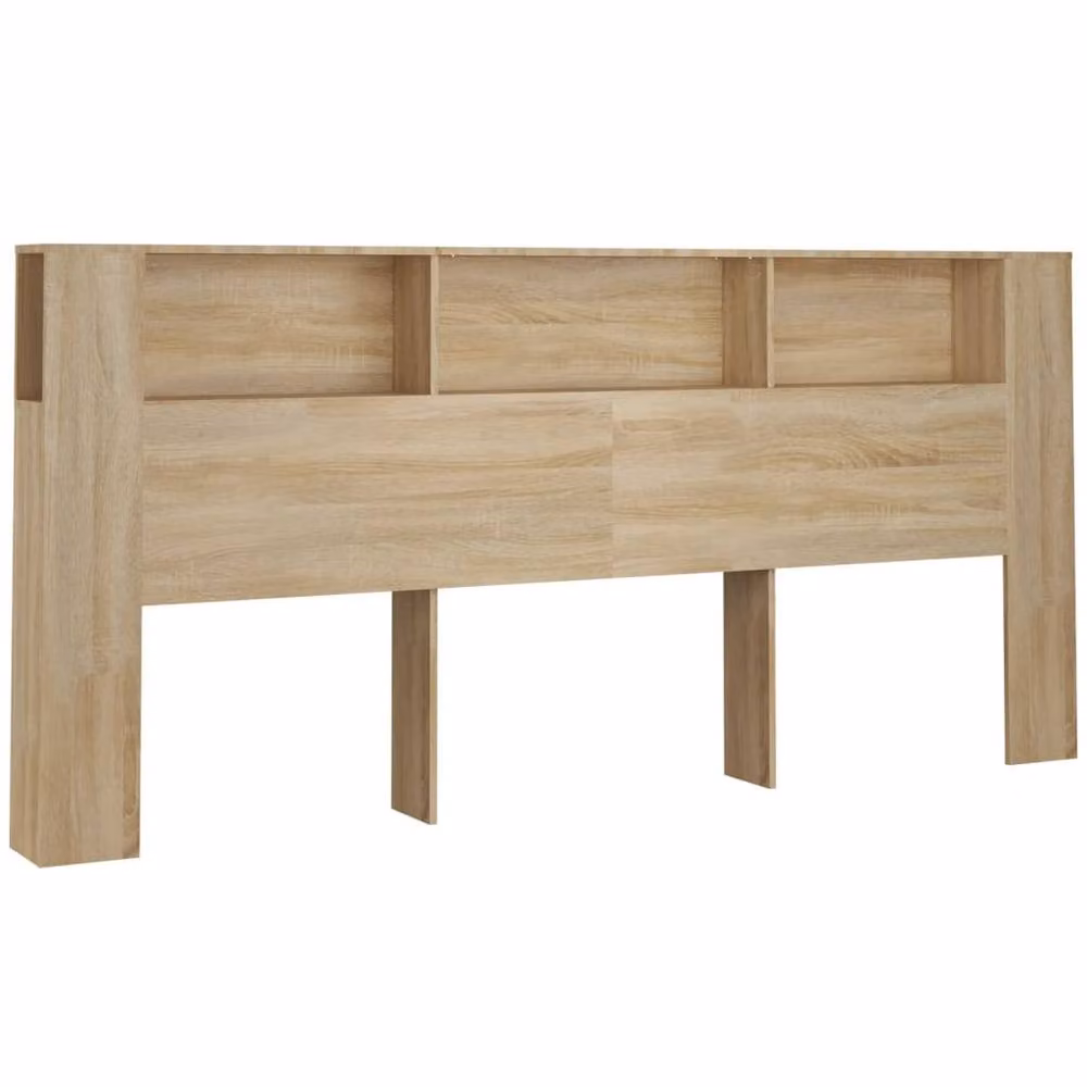 Berkfield Home Headboard Cabinet in Sonoma Oak and Brown with Integrated Bedside Shelf, W: 220 cm, D: 18.5 cm, H: 104.5 cm – 2