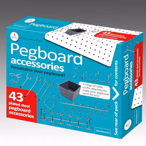 mysmartbuy 43 Piece Steel Pegboard Accessory Pack in Silver