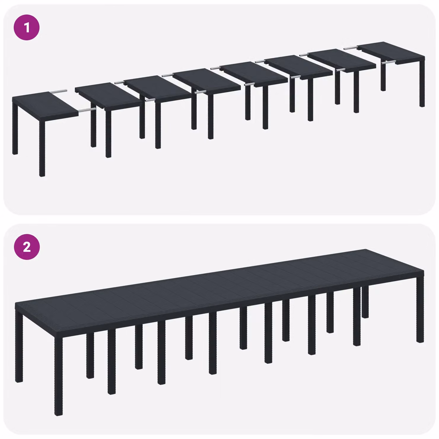 Berkfield Home Anthracite Poly Rattan Garden Table W: 400 cm, D: 100 cm, H: 73 cm – 6