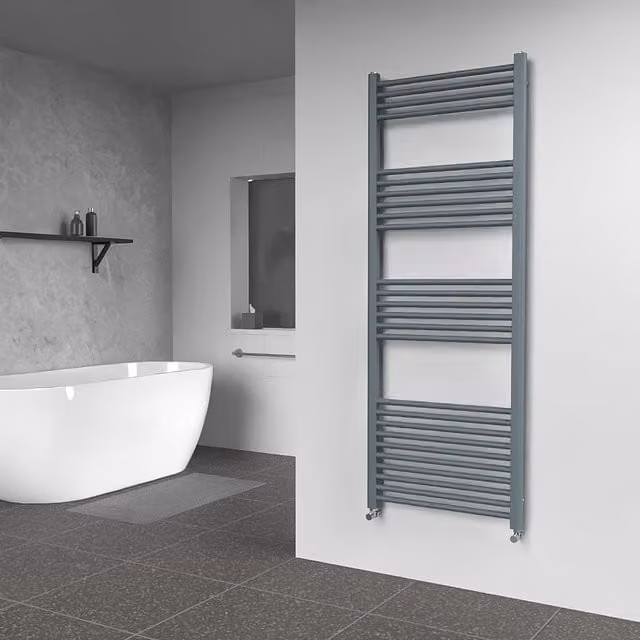 Lux Heat Coloured Steel Towel Radiator in Pebble Grey, H 160 cm x W 60 cm