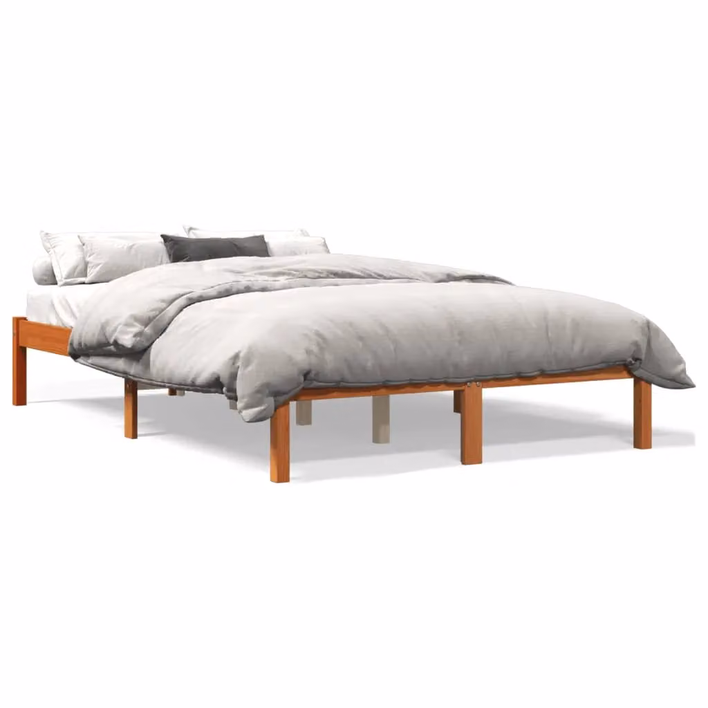 Berkfield Home Solid Wood Pine Bed Frame in Wax Brown, W/D/H: 140 x 190 cm – 2