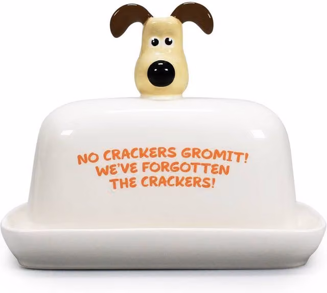 Wallace & Gromit Ceramic Butter Dish in White