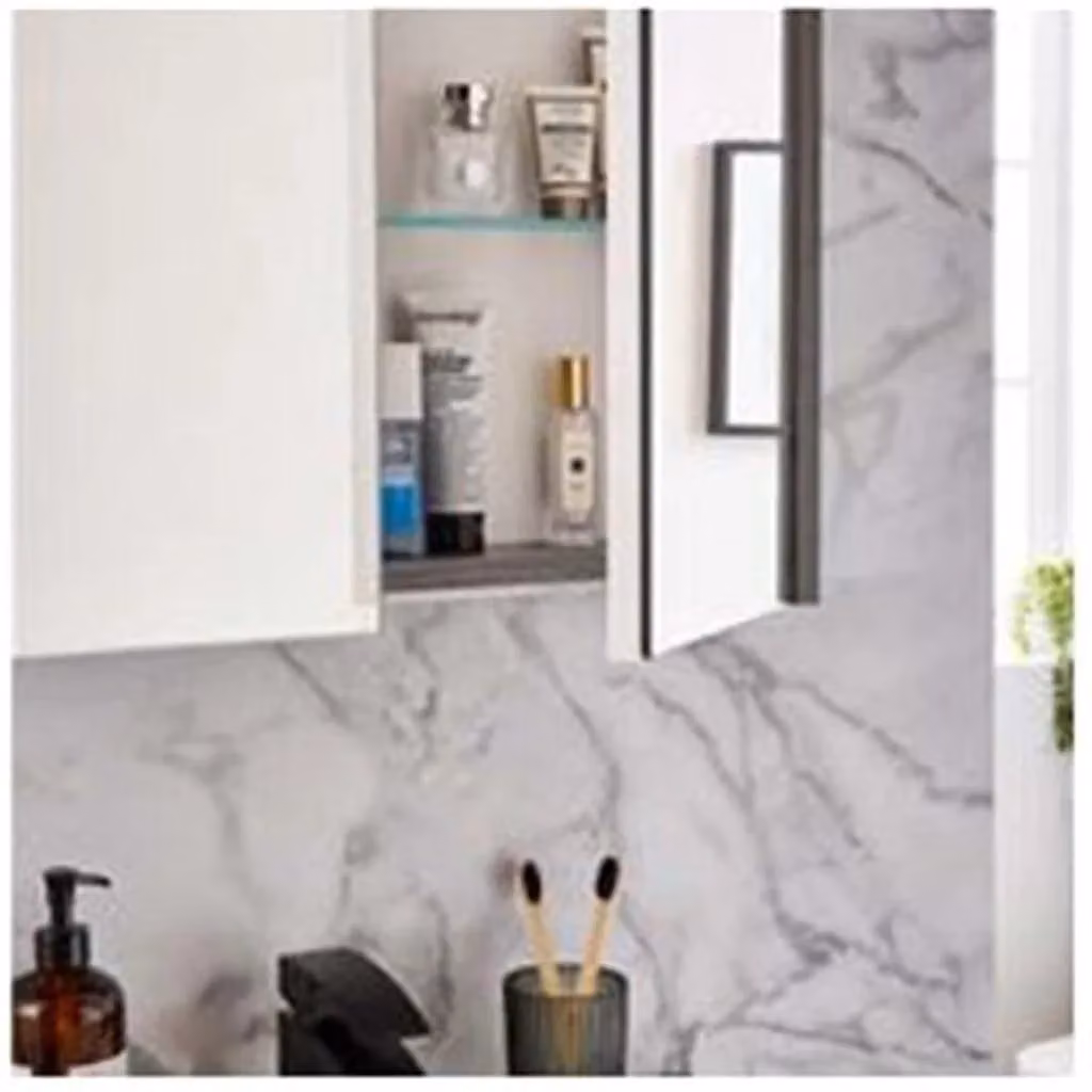 Clifton Silver Oak Grey Mirror Bathroom Cabinet with Soft Close Hinged Doors, W: 50 cm, H: 120 cm, D: 65 cm – 2
