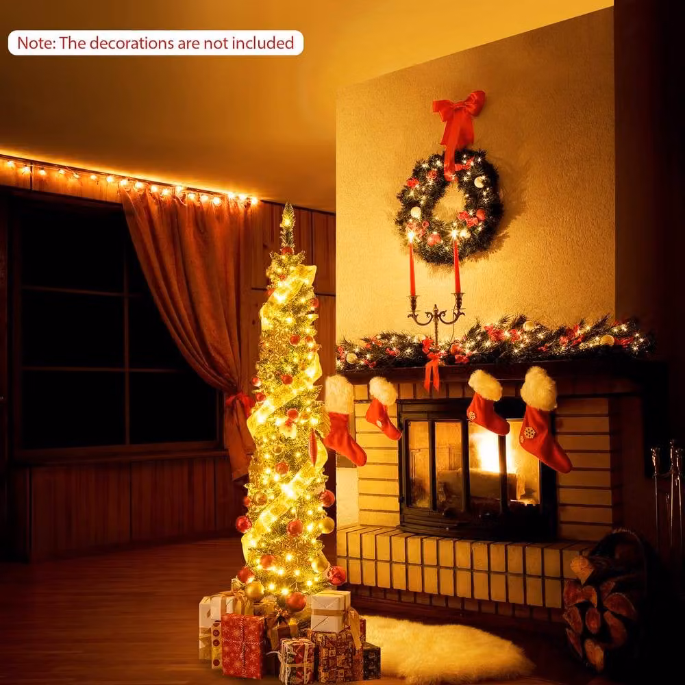 Costway 5 FT Pre-lit Artificial Christmas Tree with 296 Branch Tips in Green – 3